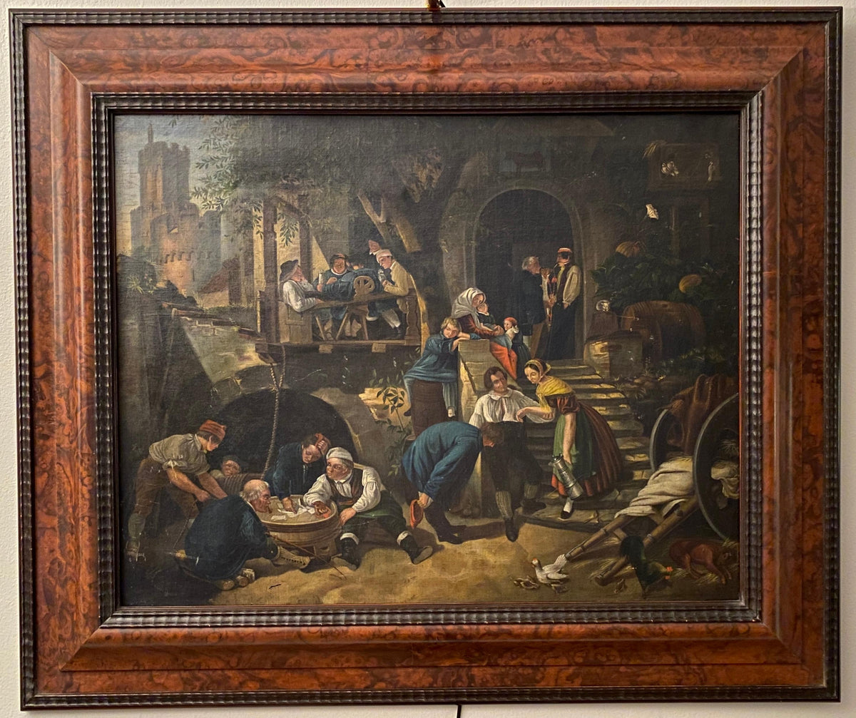 19th Century German Genre Painting Attrib. to Johann Sperl Village Scene — detail 3