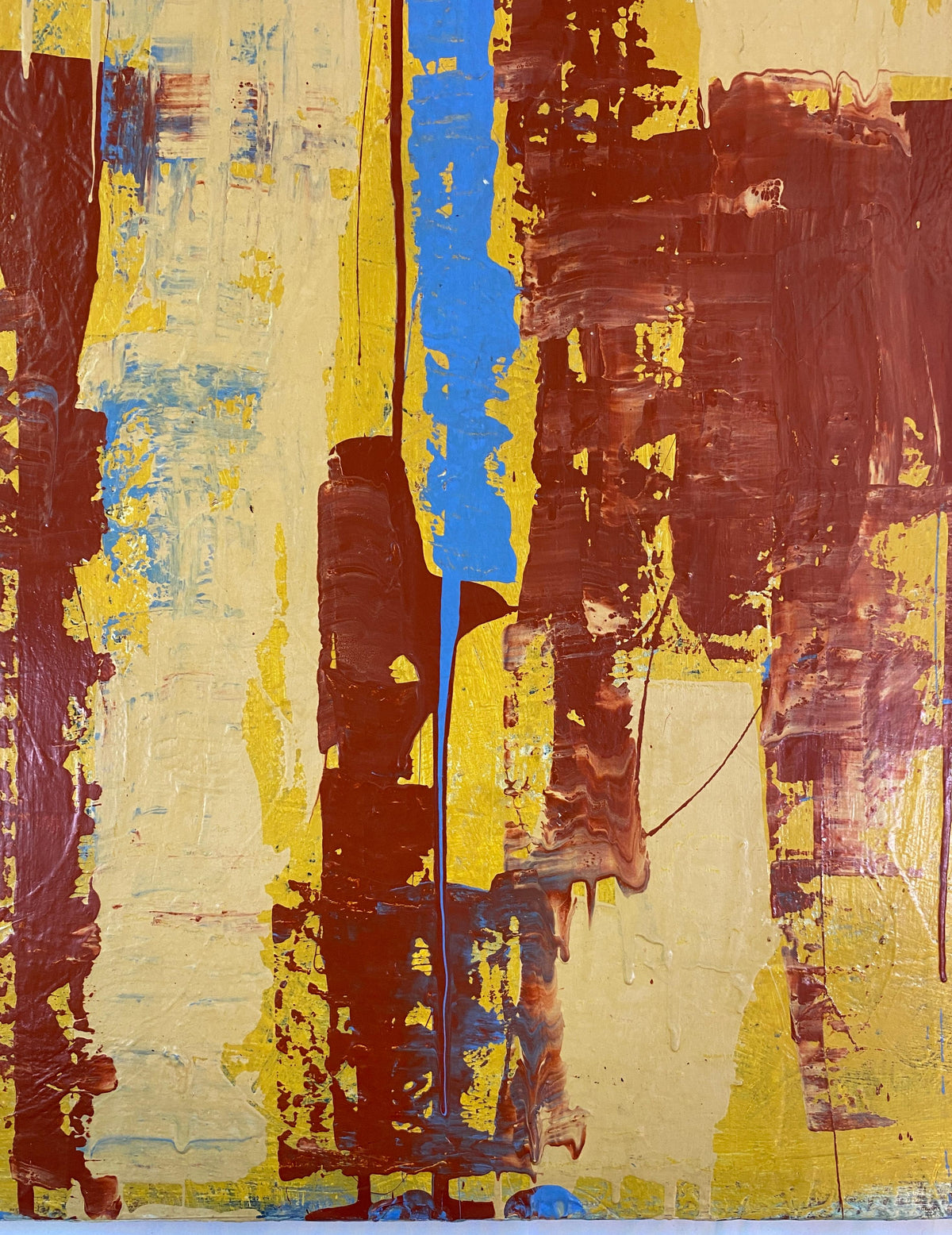 Large Abstract Expressionist Painting by John Frates, Florida, Blue Yellow Red — detail 4