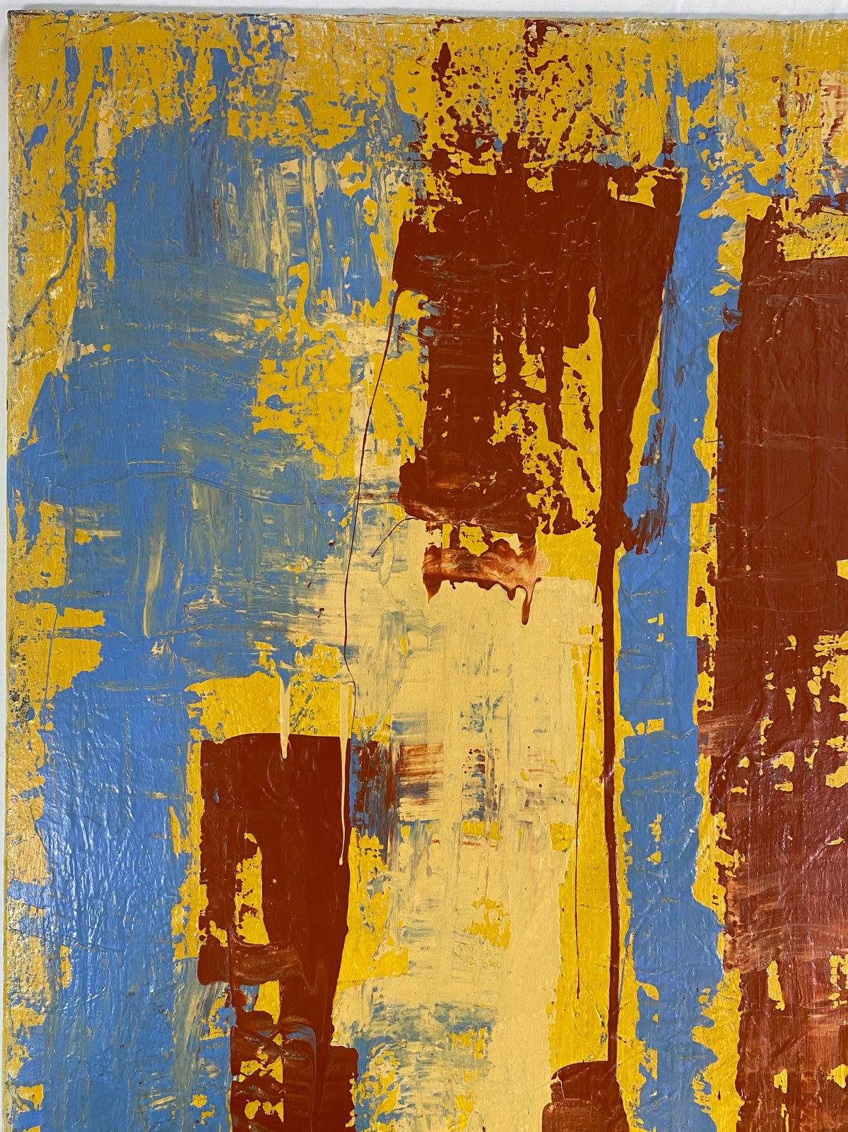 Large Abstract Expressionist Painting by John Frates, Florida, Blue Yellow Red — detail 2