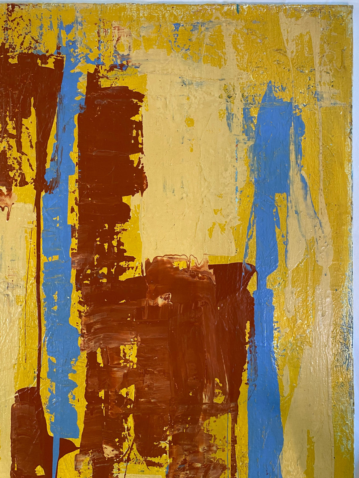 Large Abstract Expressionist Painting by John Frates, Florida, Blue Yellow Red — detail 5