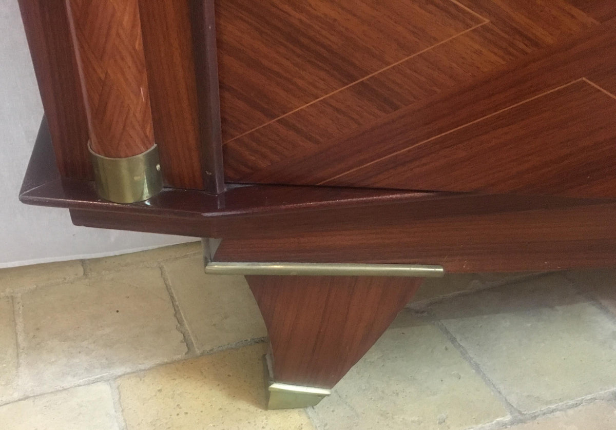 Modernist Dry Bar Cabinet attrib to Jules Leleu, French Art Deco Dry Bar Cabinet — detail 8