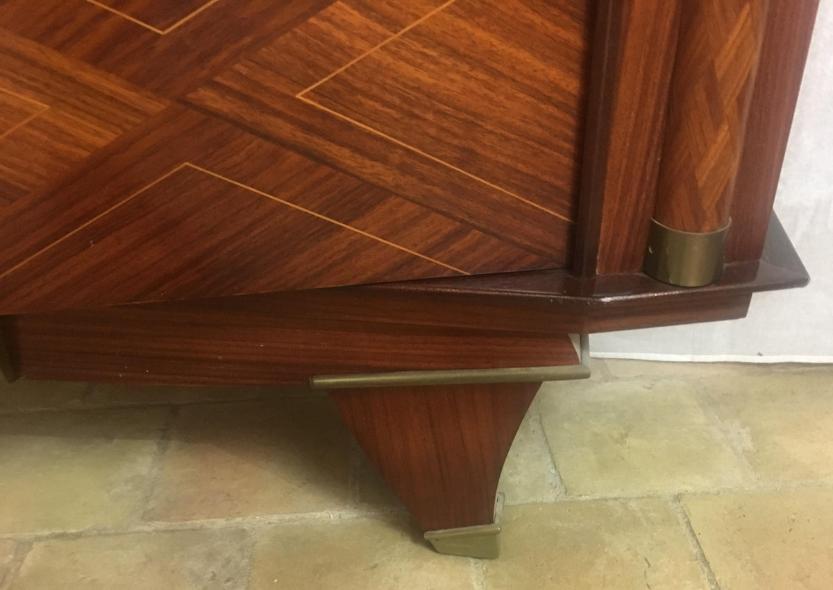 Modernist Dry Bar Cabinet attrib to Jules Leleu, French Art Deco Dry Bar Cabinet — detail 9