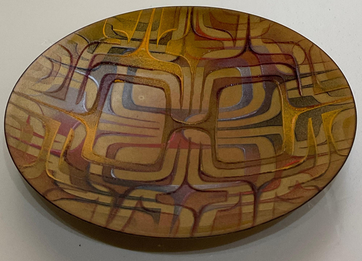 Decorative Enamel Charger, Plate or Vide Poche Signed Jules Perrin — detail 2