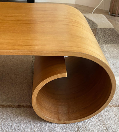 Kino Guerin Sculpted Bent Wood Ribbon Coffee Table in Laminated Walnut, Signed and Numbered — detail 6