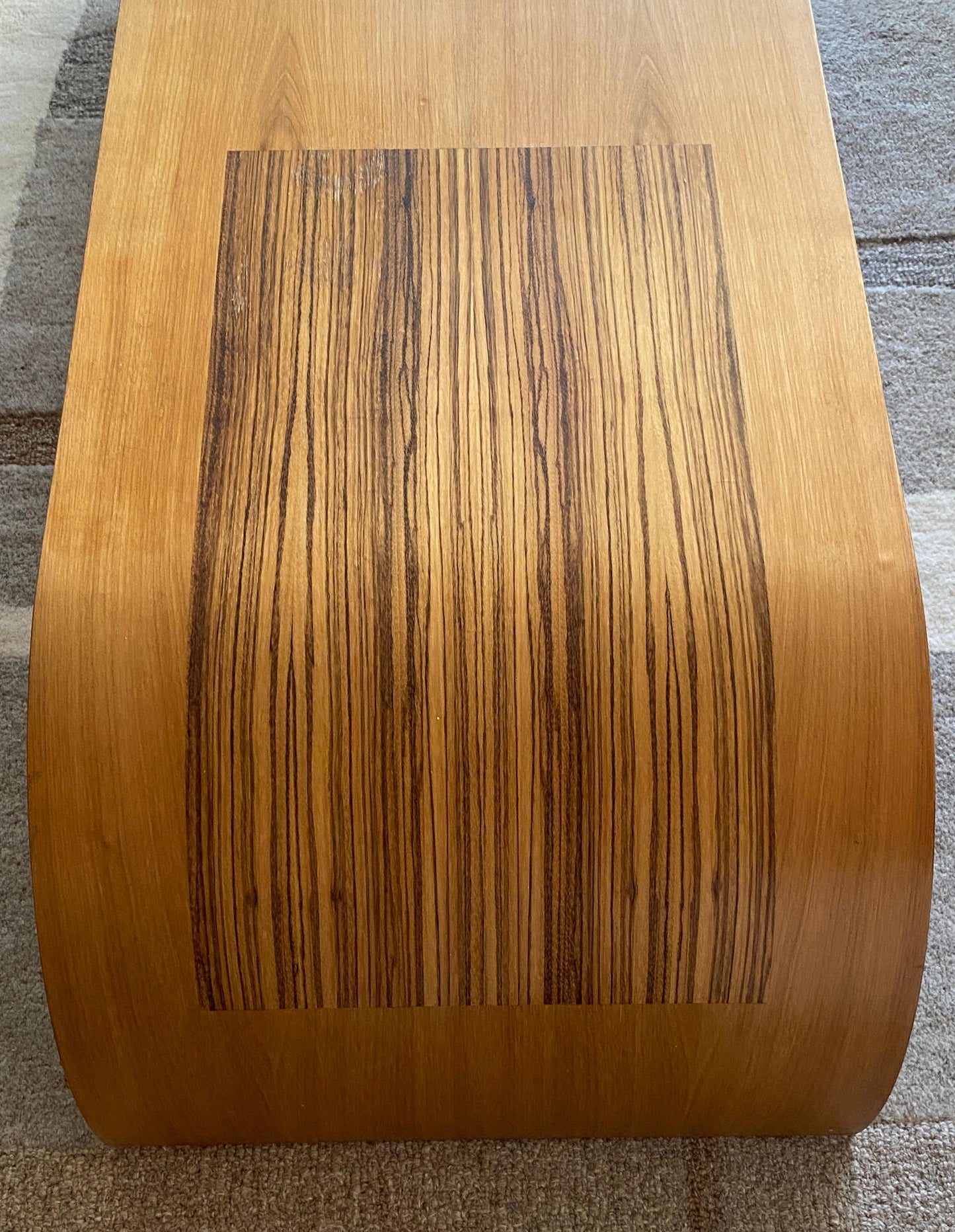 Kino Guerin Sculpted Bent Wood Ribbon Coffee Table in Laminated Walnut, Signed and Numbered — detail 3