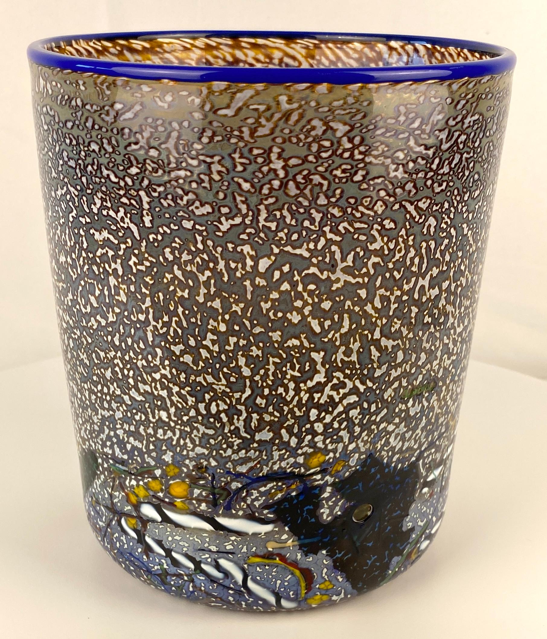 Kosta Boda Glass Vase or Planter Signed Bertil Vallien — detail 4