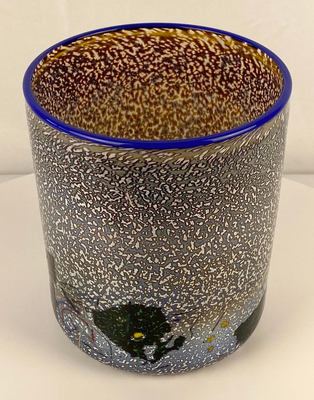Kosta Boda Glass Vase or Planter Signed Bertil Vallien — detail 7