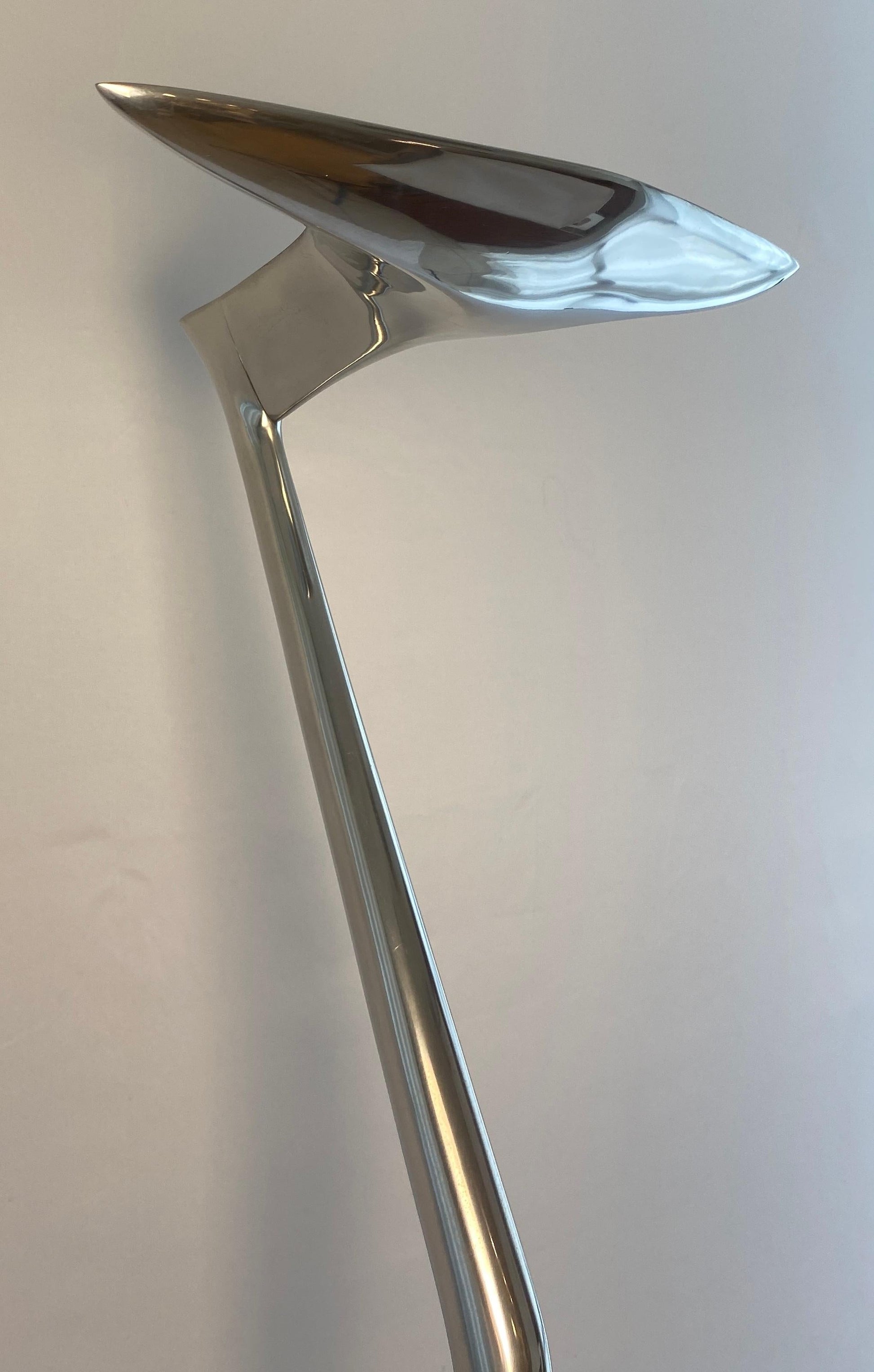 Modern French Polished Chrome Floor Lamp by LG, Paris France — detail 3