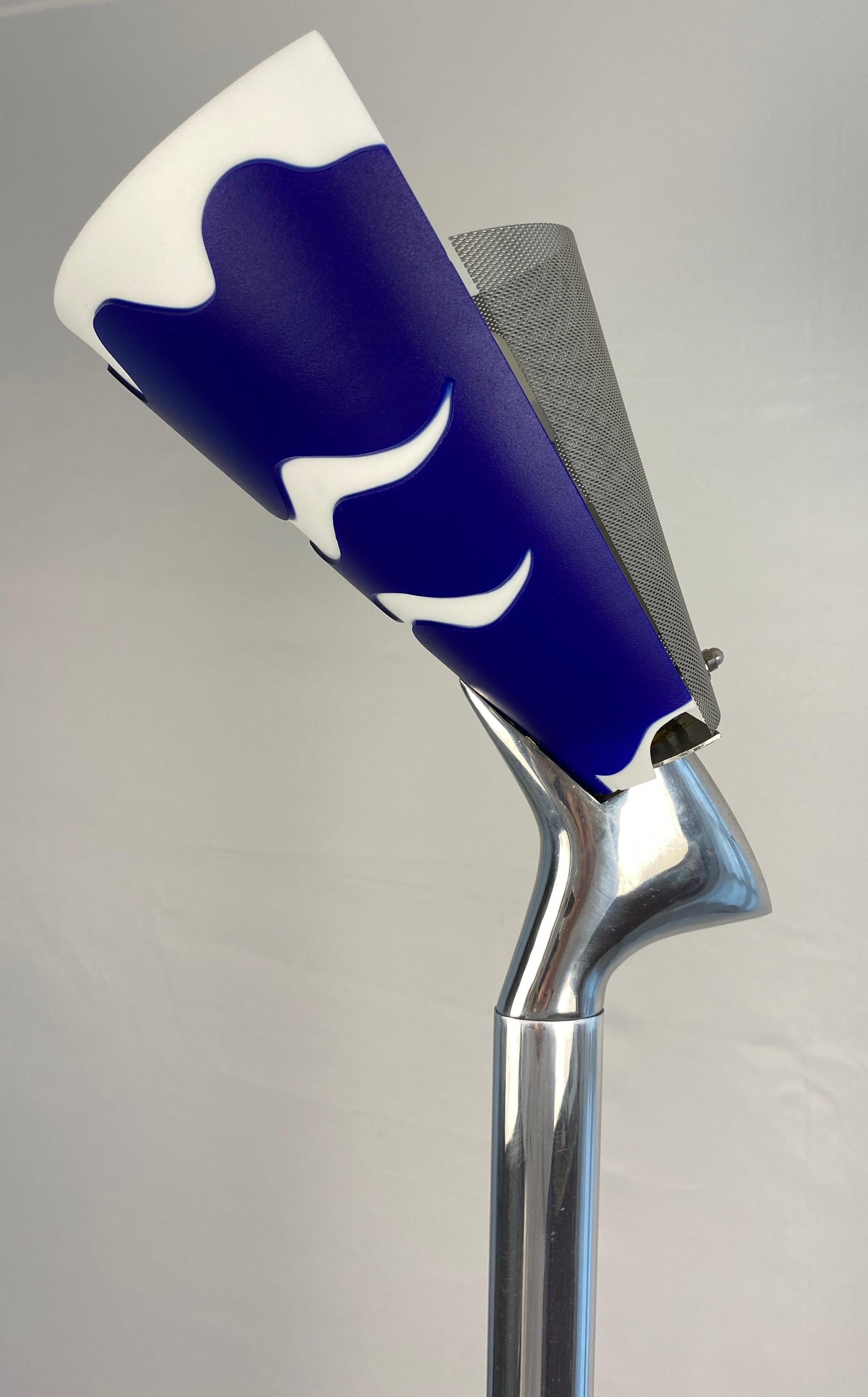 Modern French Polished Chrome Floor Lamp with Blue Shade by LG, Paris France — detail 5