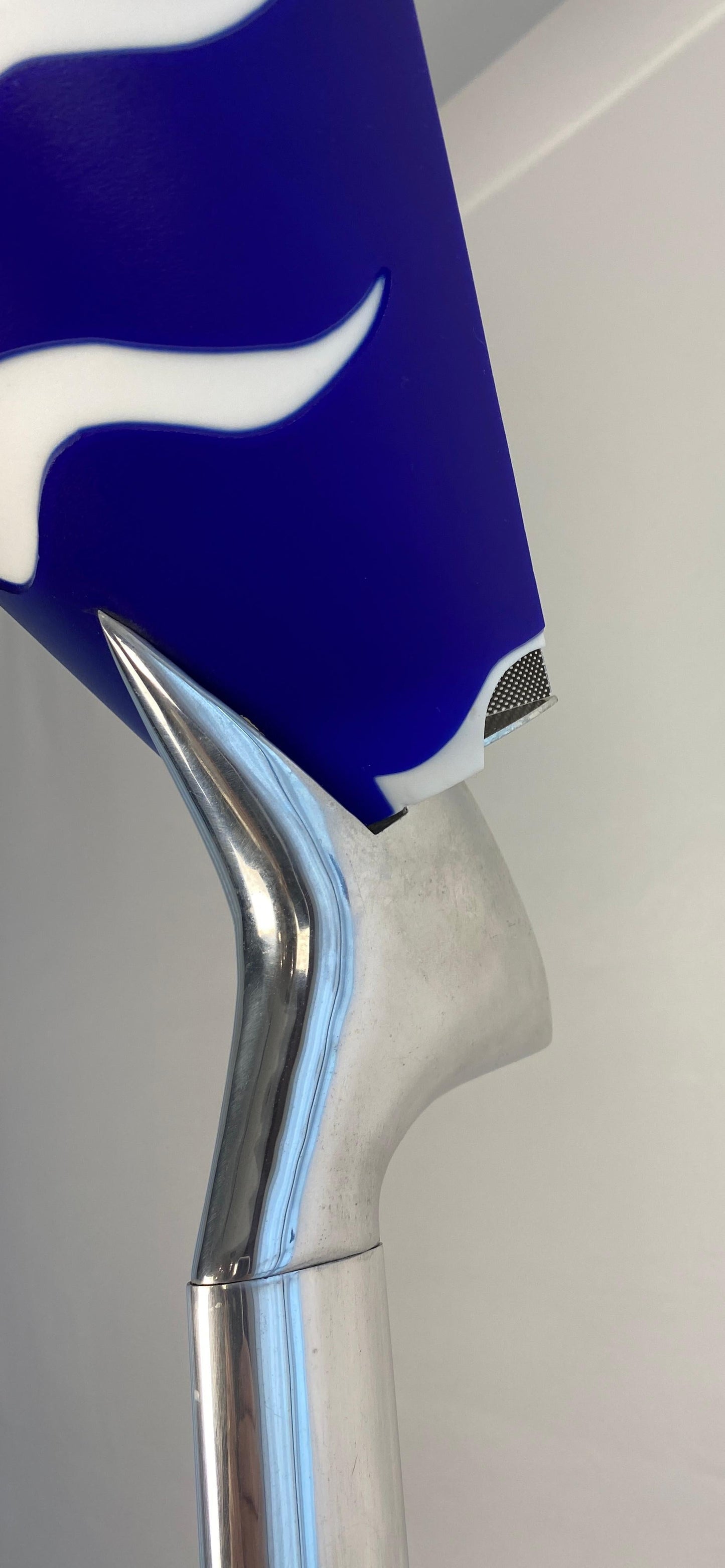 Modern French Polished Chrome Floor Lamp with Blue Shade by LG, Paris France — detail 6
