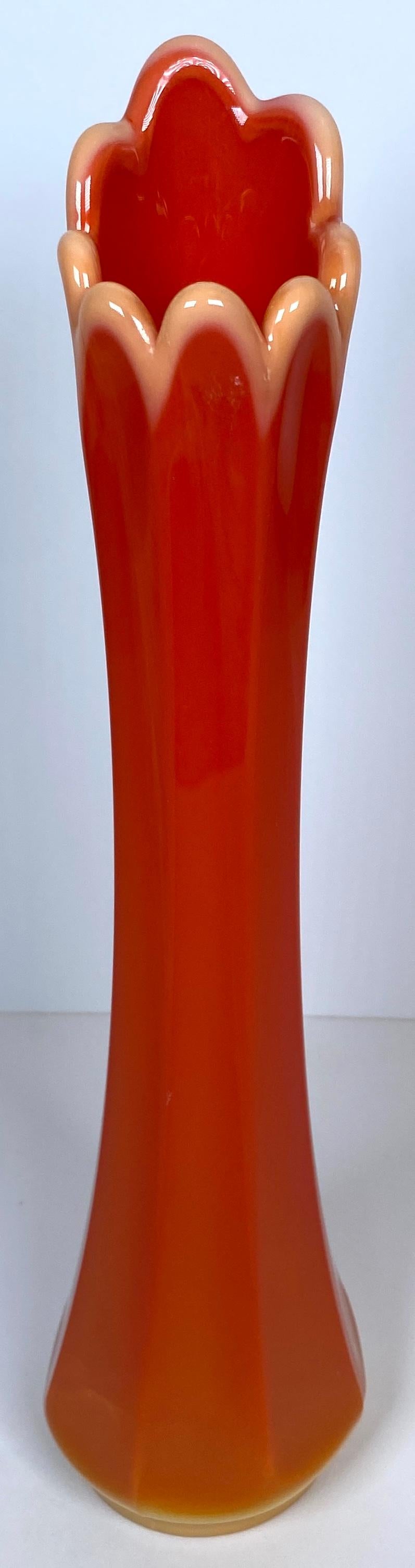 Pair of Bright Orange L.E. Smith Bittersweet Vases — detail 5