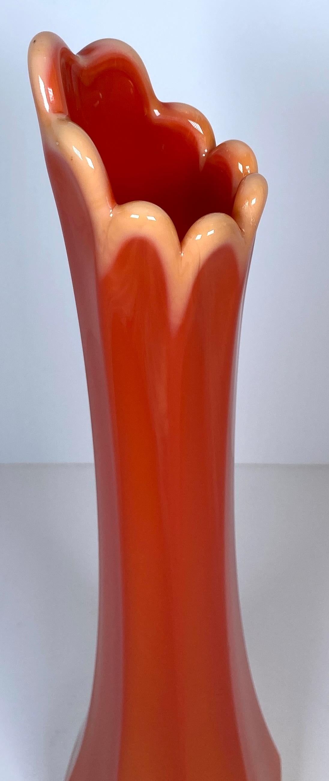 Pair of Bright Orange L.E. Smith Bittersweet Vases — detail 6