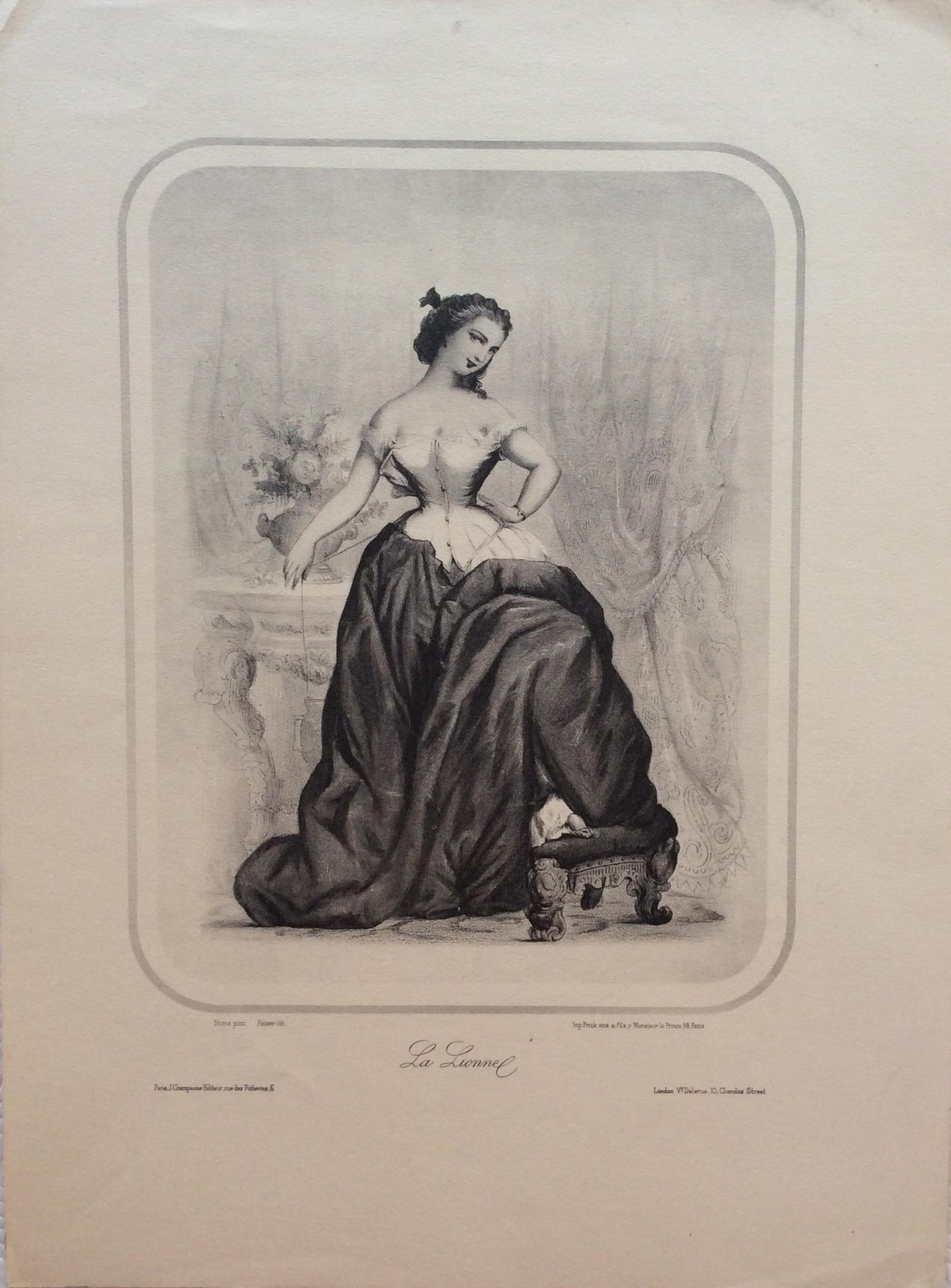 Original Early 20th Century Antique French “La Lionnel” Engraving Print — detail 5