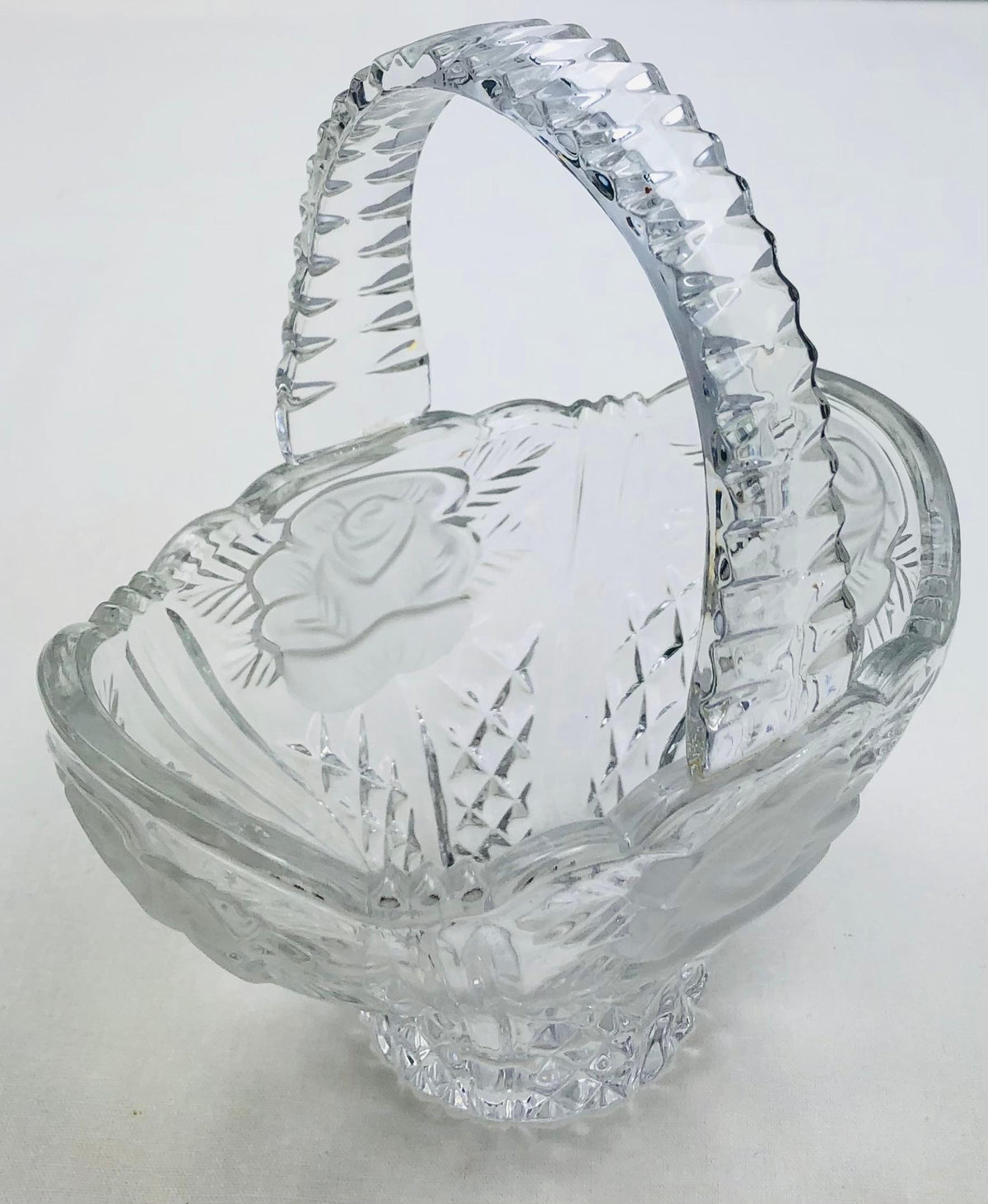 Lalique Style Crystal Candy Dish with Handle — detail 5