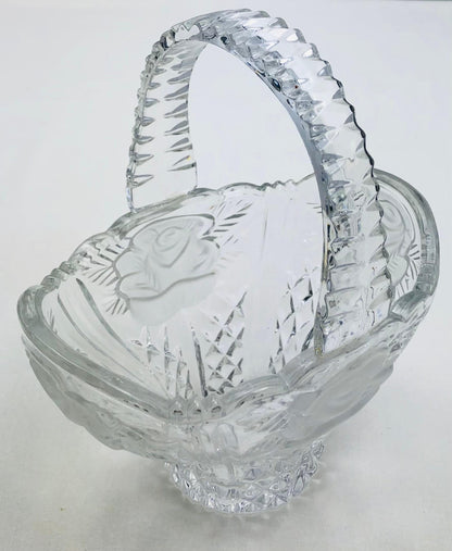 Lalique Style Crystal Candy Dish with Handle — detail 5