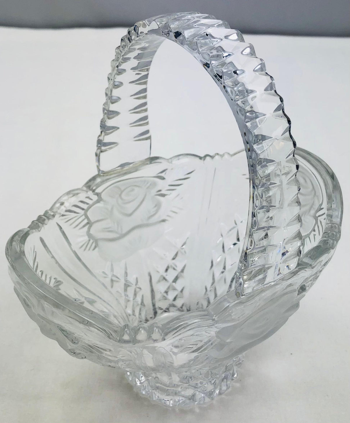 Lalique Style Crystal Candy Dish with Handle — detail 6