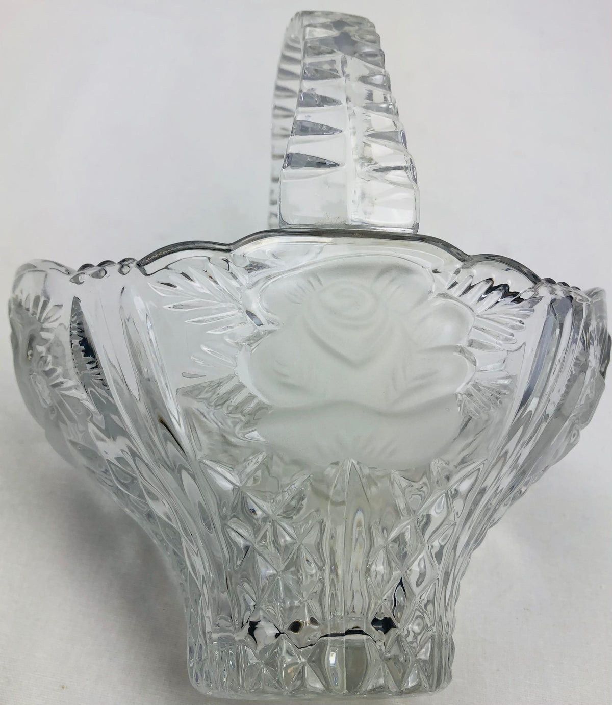 Lalique Style Crystal Candy Dish with Handle — detail 2