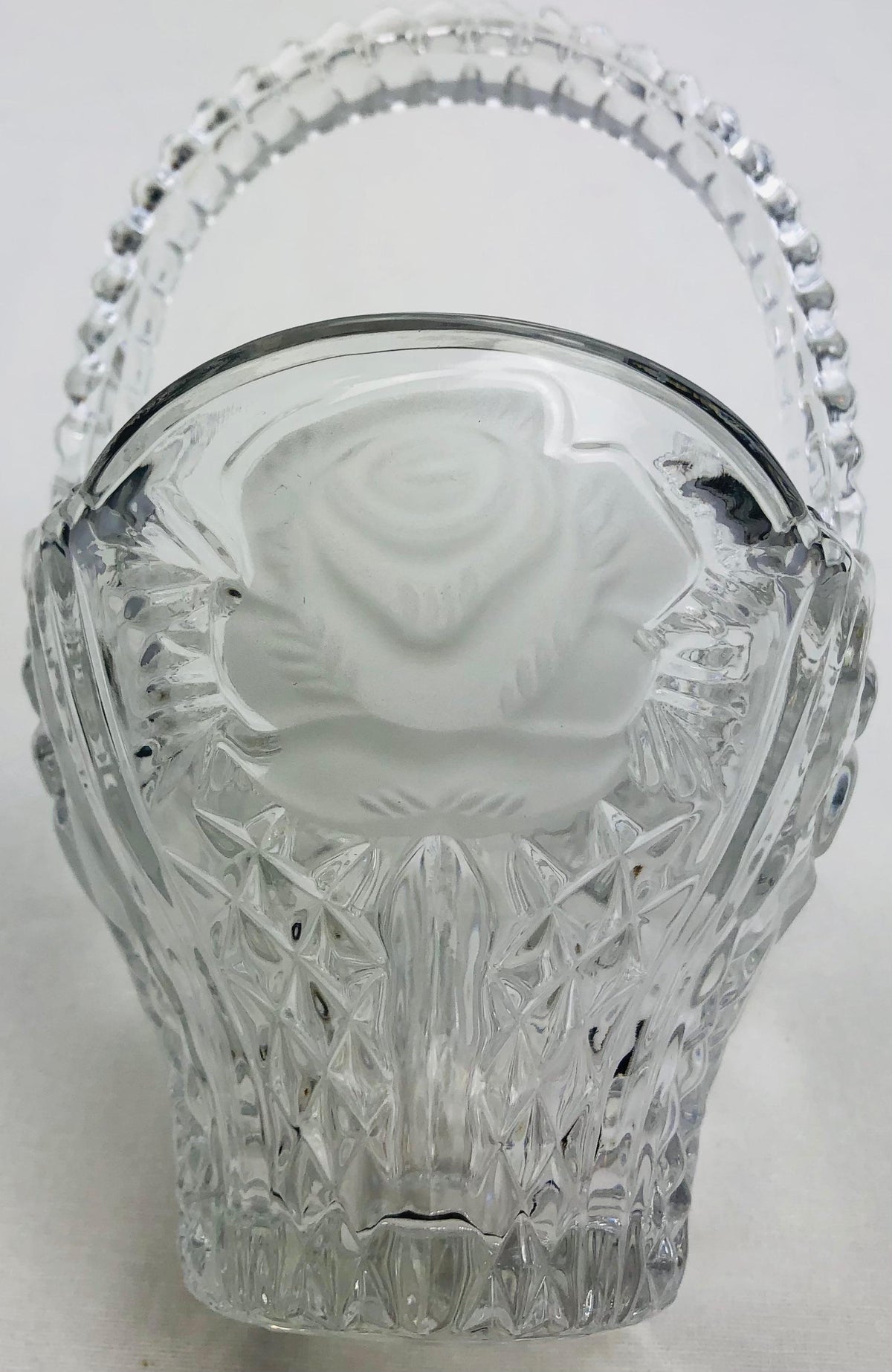 Lalique Style Crystal Candy Dish with Handle — detail 3