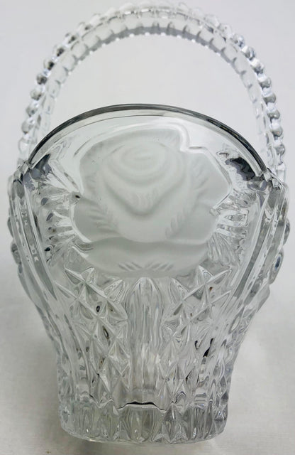 Lalique Style Crystal Candy Dish with Handle — detail 3