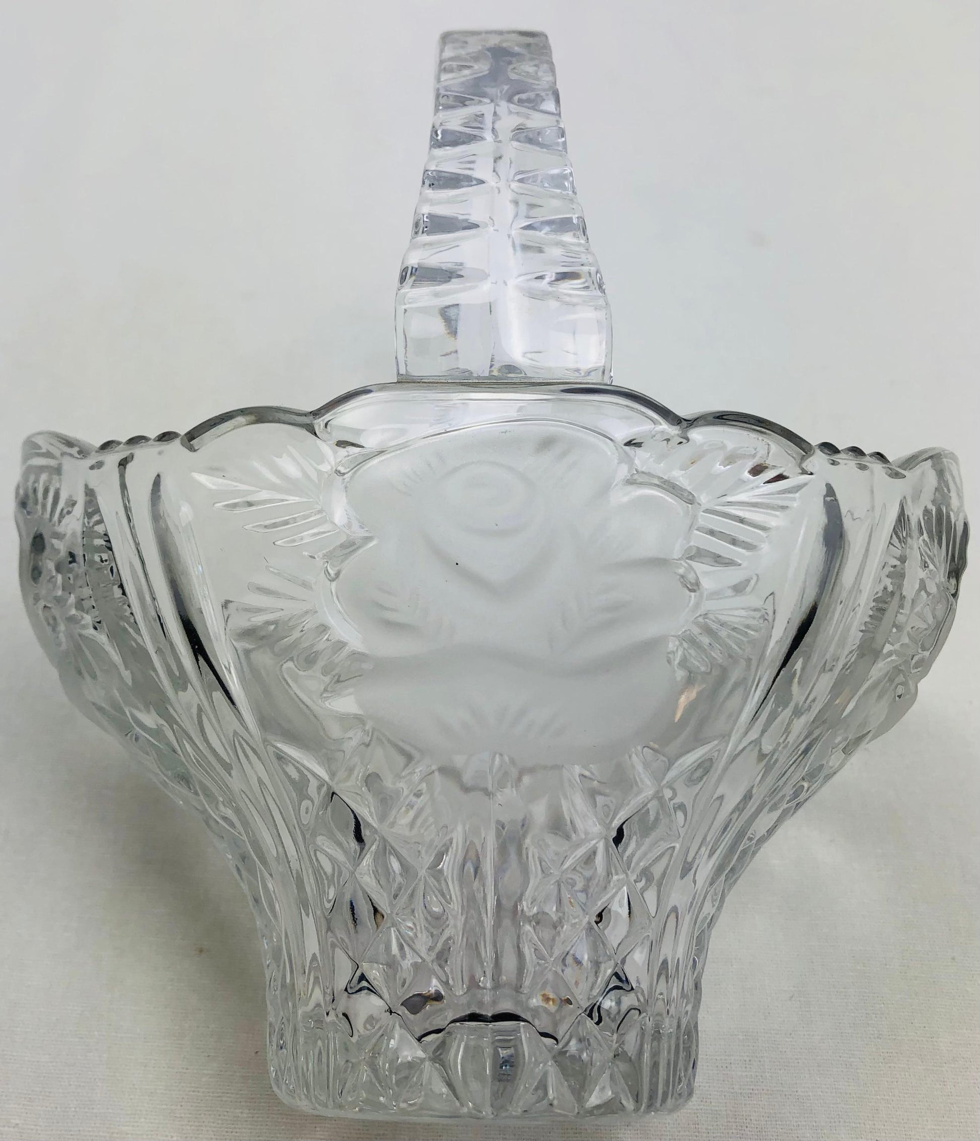 Lalique Style Crystal Candy Dish with Handle — detail 4
