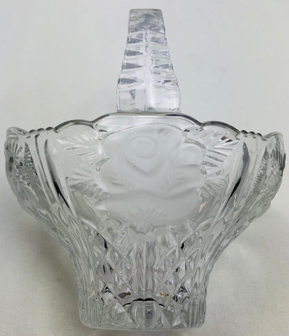 Lalique Style Crystal Candy Dish with Handle — detail 4