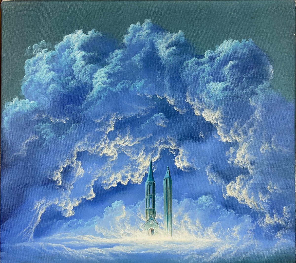 Contemporary Oil on Canvas Painting, Signed Lanci in the Manner of Rene Magritte — detail 4