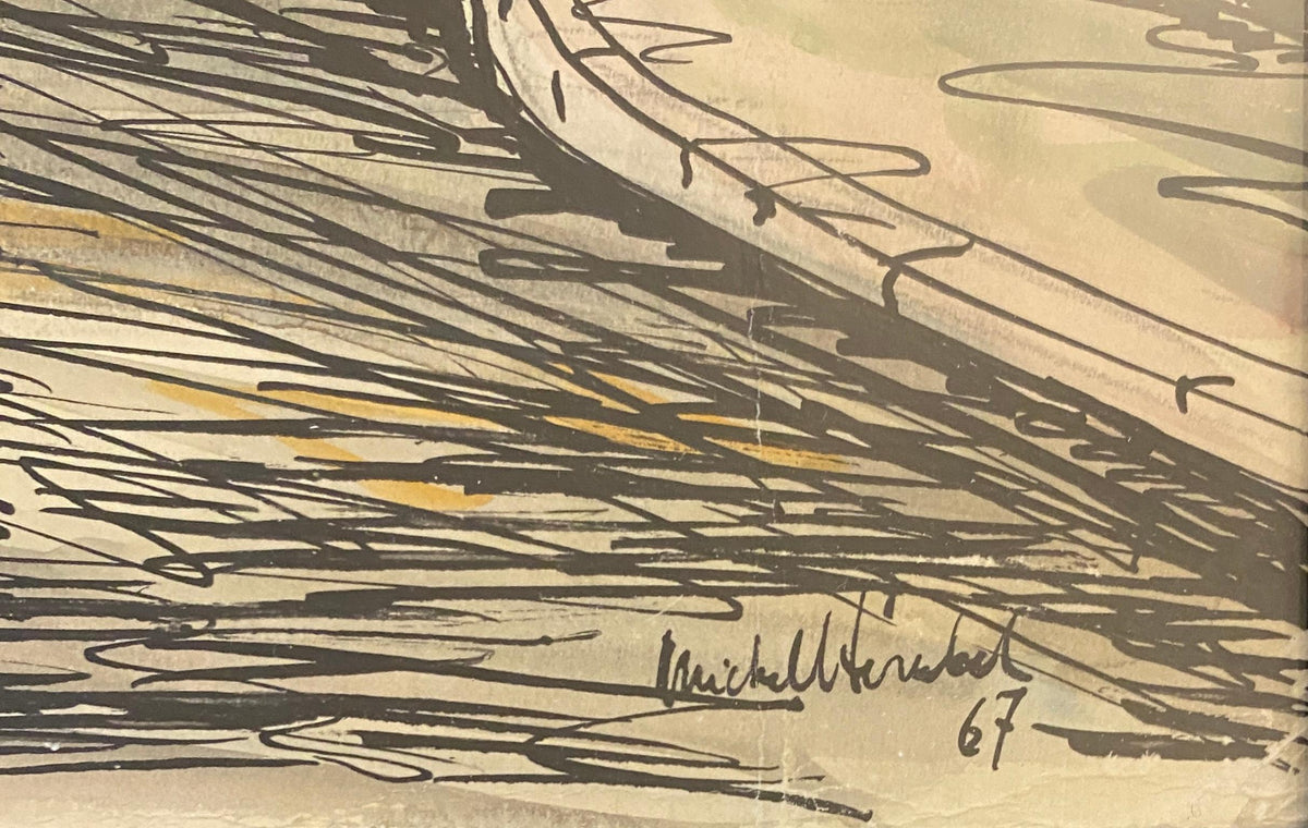 Paris Street Scene Drawing, Le Clos Du Moulin Paris Drawing & Colored Ink — detail 5