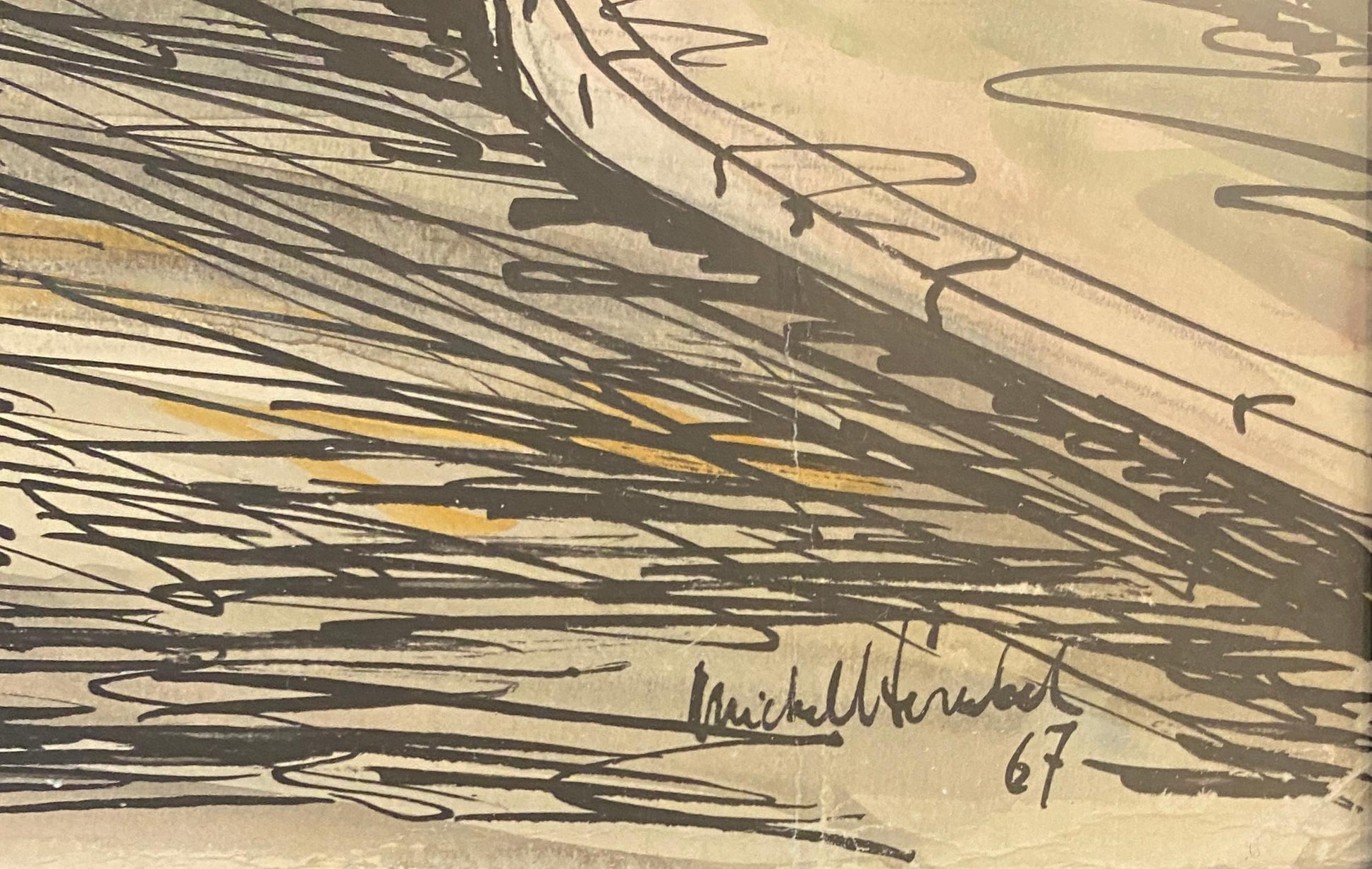Paris Street Scene Drawing, Le Clos Du Moulin Paris Drawing & Colored Ink — detail 5