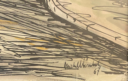 Paris Street Scene Drawing, Le Clos Du Moulin Paris Drawing & Colored Ink — detail 5