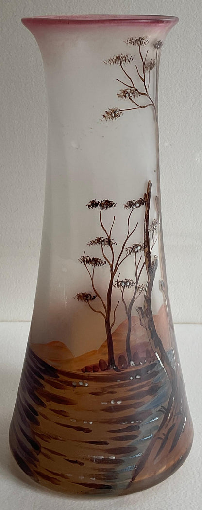 French Art Nouveau Enameled Glass Vase by Francois-Theodore Legras — detail 2