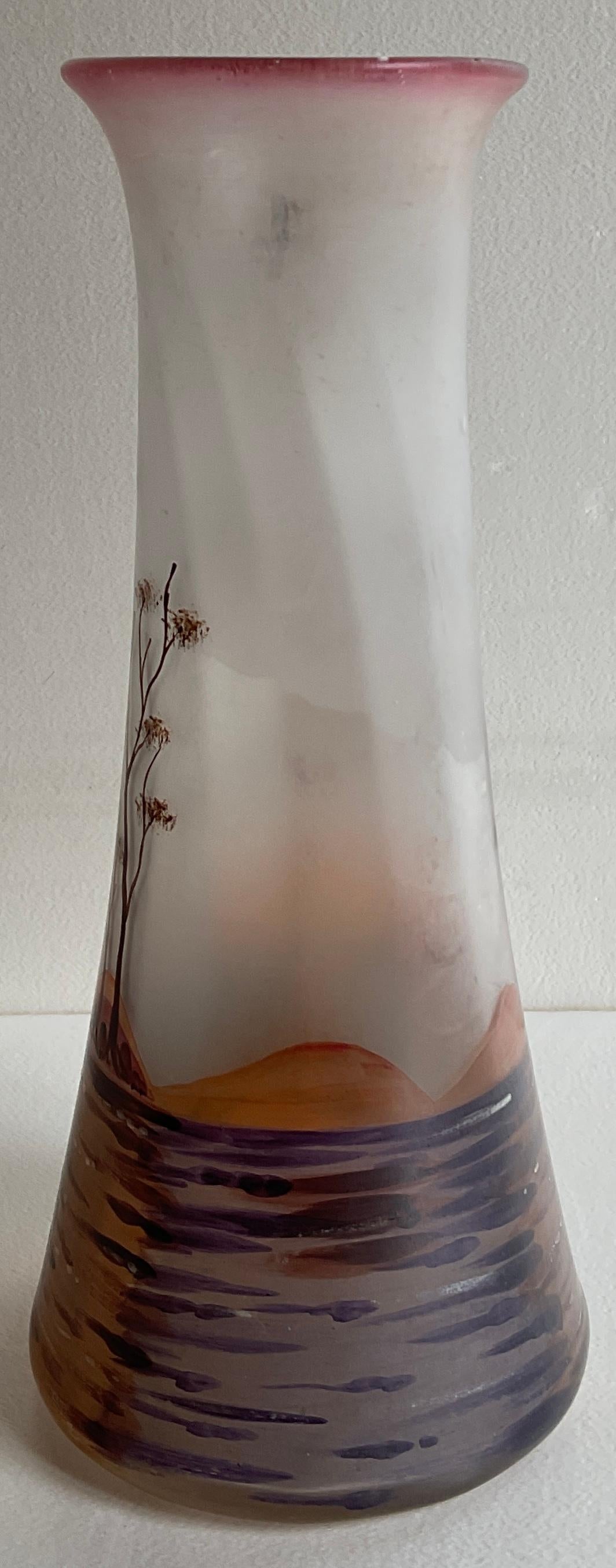 French Art Nouveau Enameled Glass Vase by Francois-Theodore Legras — detail 3
