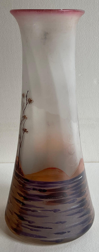 French Art Nouveau Enameled Glass Vase by Francois-Theodore Legras — detail 3