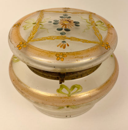 French Art Nouveau Enameled Glass Trinket or Jewelry Box by Legras — detail 3