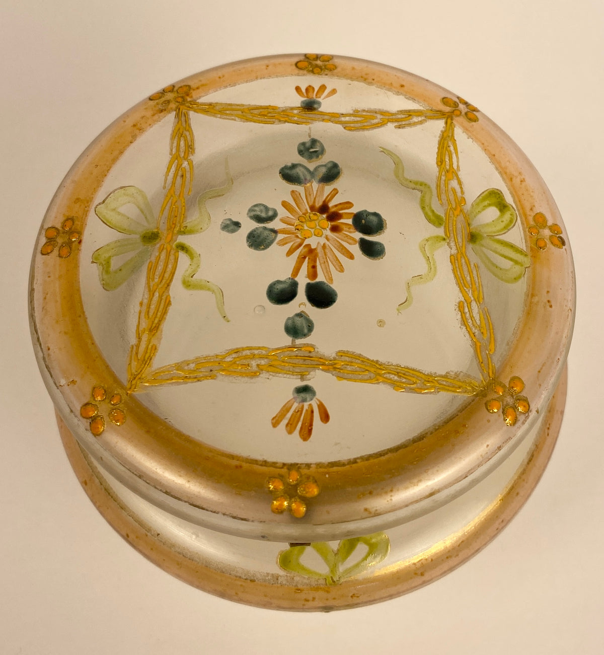 French Art Nouveau Enameled Glass Trinket or Jewelry Box by Legras — detail 5