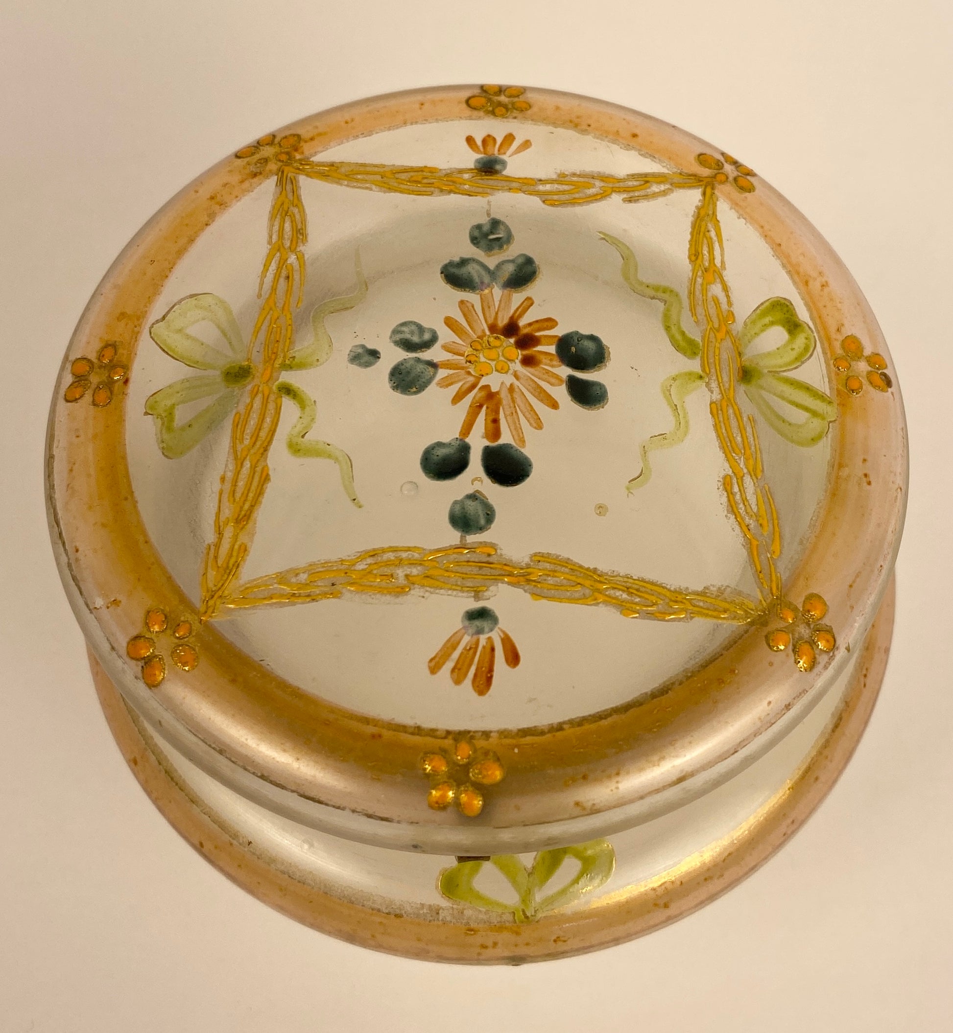 French Art Nouveau Enameled Glass Trinket or Jewelry Box by Legras — detail 5