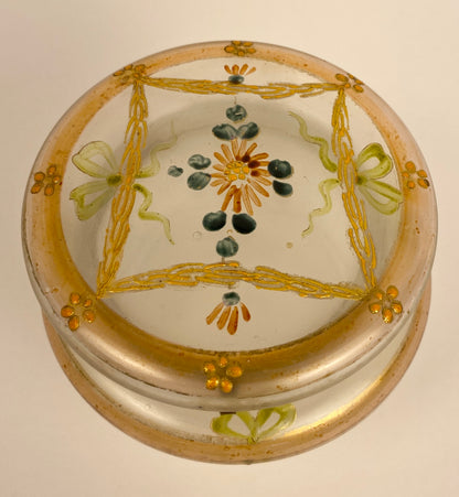 French Art Nouveau Enameled Glass Trinket or Jewelry Box by Legras — detail 5