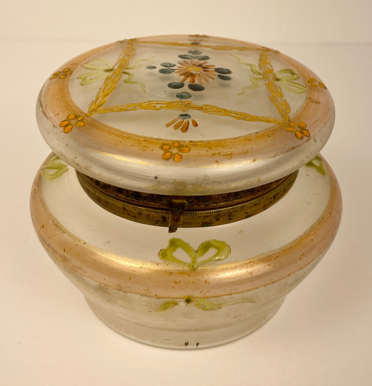 French Art Nouveau Enameled Glass Trinket or Jewelry Box by Legras