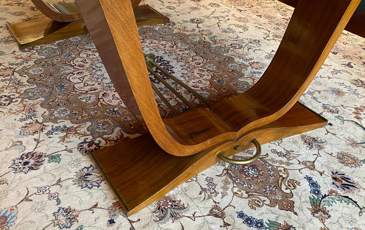 Large Extendable French Art Deco Dining Table, Jules Leleu Style Dining Table — detail 9