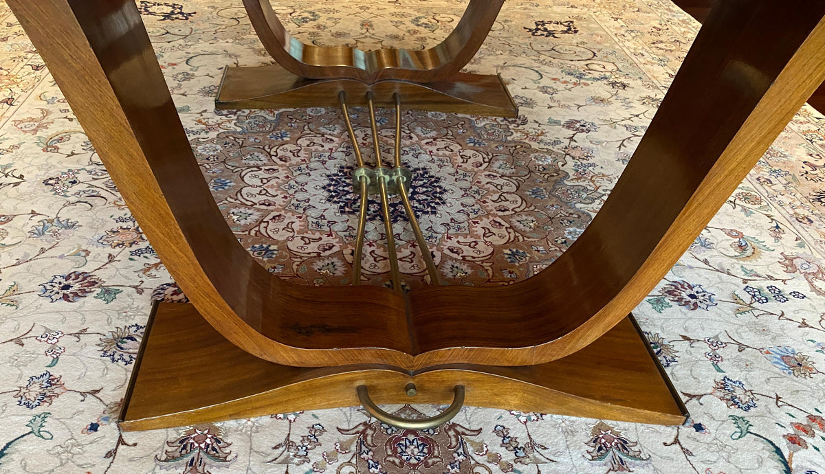 Large Extendable French Art Deco Dining Table, Jules Leleu Style Dining Table — detail 10