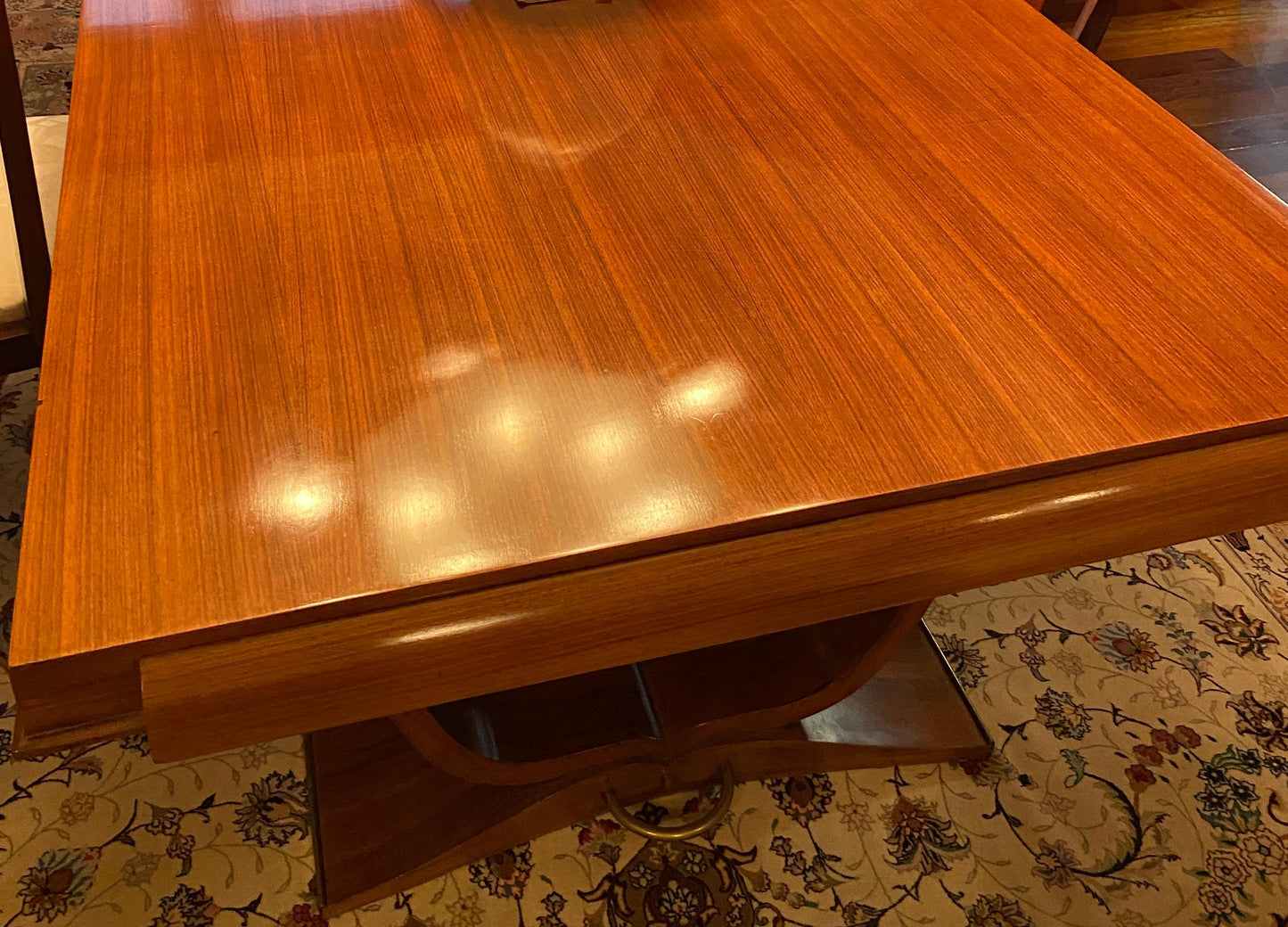 Large Extendable French Art Deco Dining Table, Jules Leleu Style Dining Table — detail 5