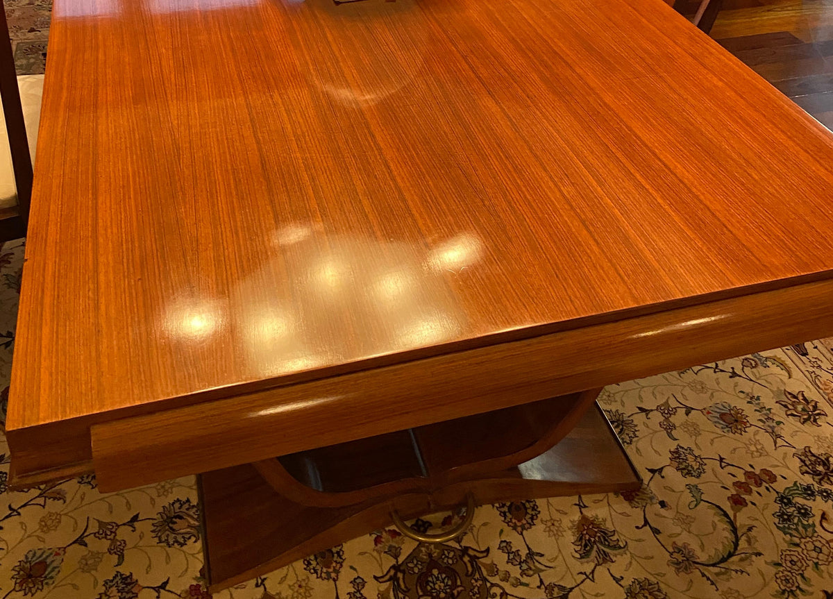 Large Extendable French Art Deco Dining Table, Jules Leleu Style Dining Table — detail 5