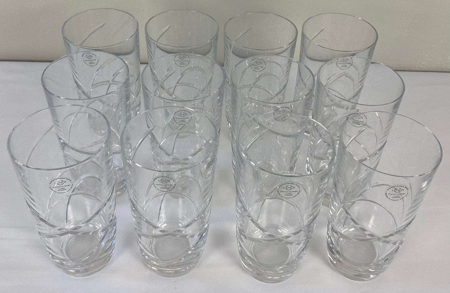 Set of 12 Cut Crystal Water Glasses by Lenox — detail 2