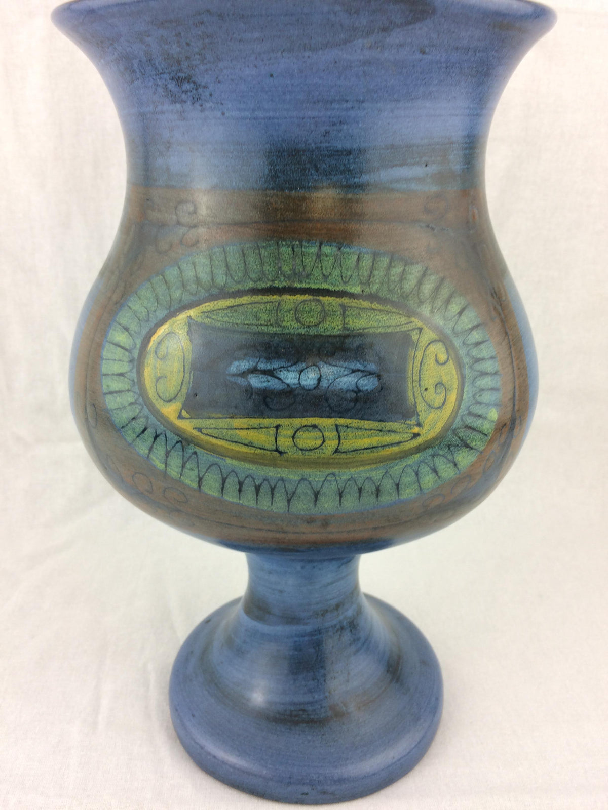 Jean de Lespinasse French Mid-Century Ceramic Vase, Blue Ceramic Vase — detail 7