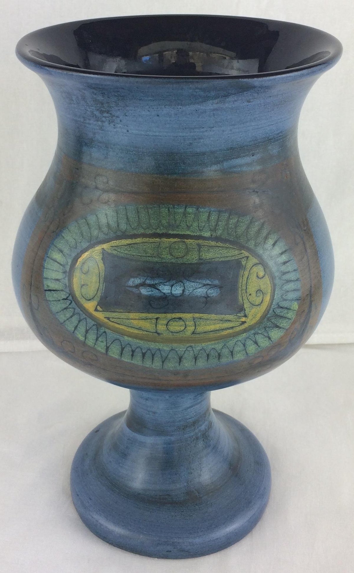 Jean de Lespinasse French Mid-Century Ceramic Vase, Blue Ceramic Vase — detail 2