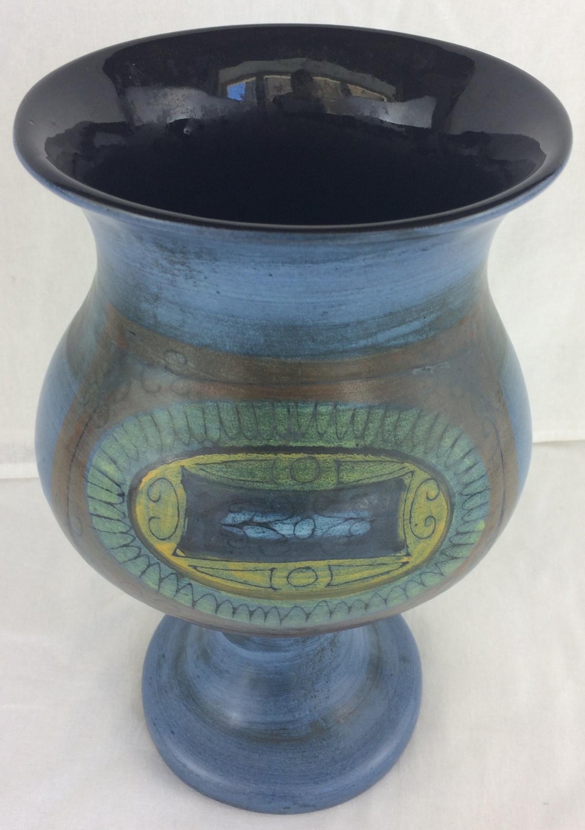 Jean de Lespinasse French Mid-Century Ceramic Vase, Blue Ceramic Vase — detail 8
