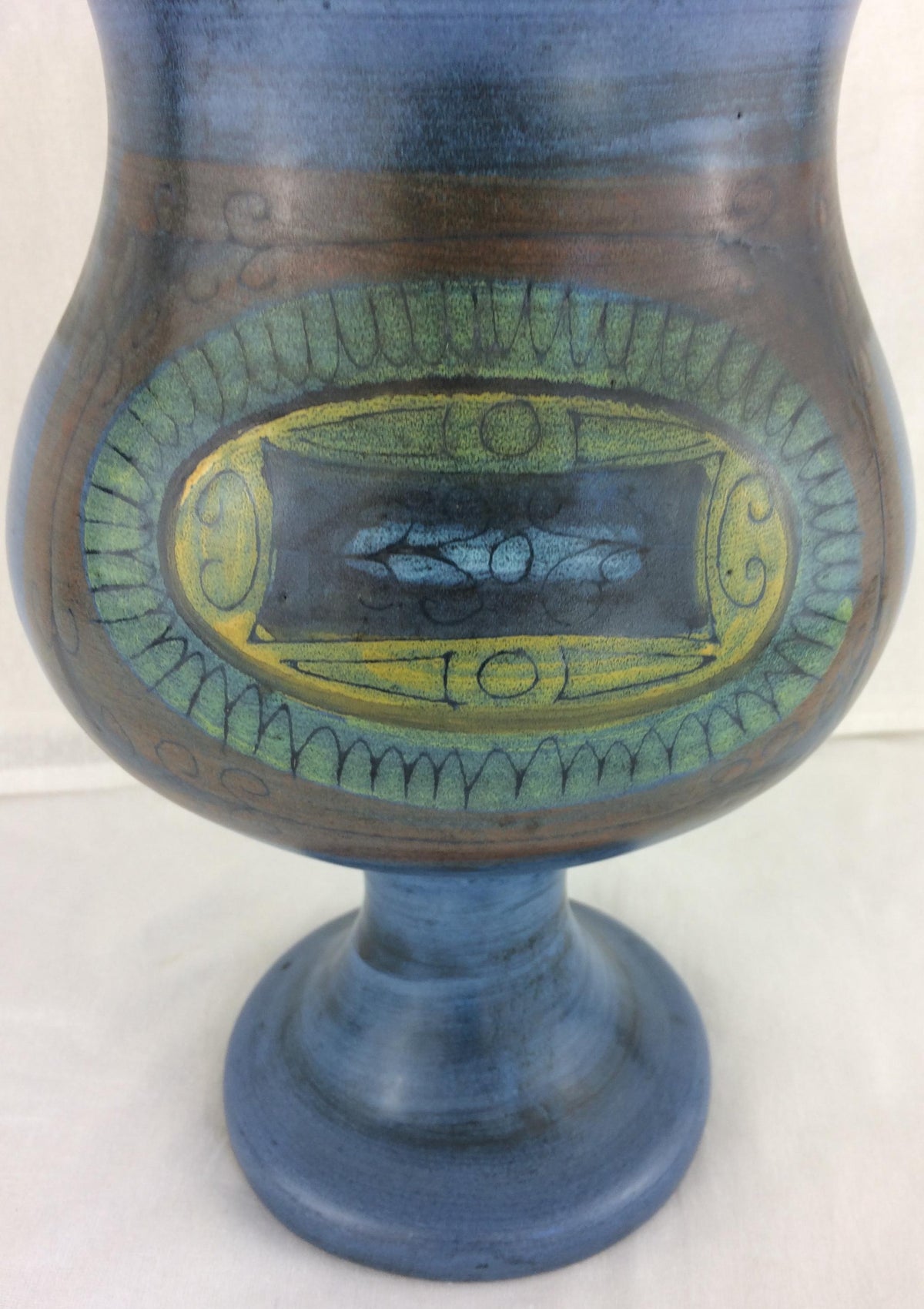 Jean de Lespinasse French Mid-Century Ceramic Vase, Blue Ceramic Vase — detail 9
