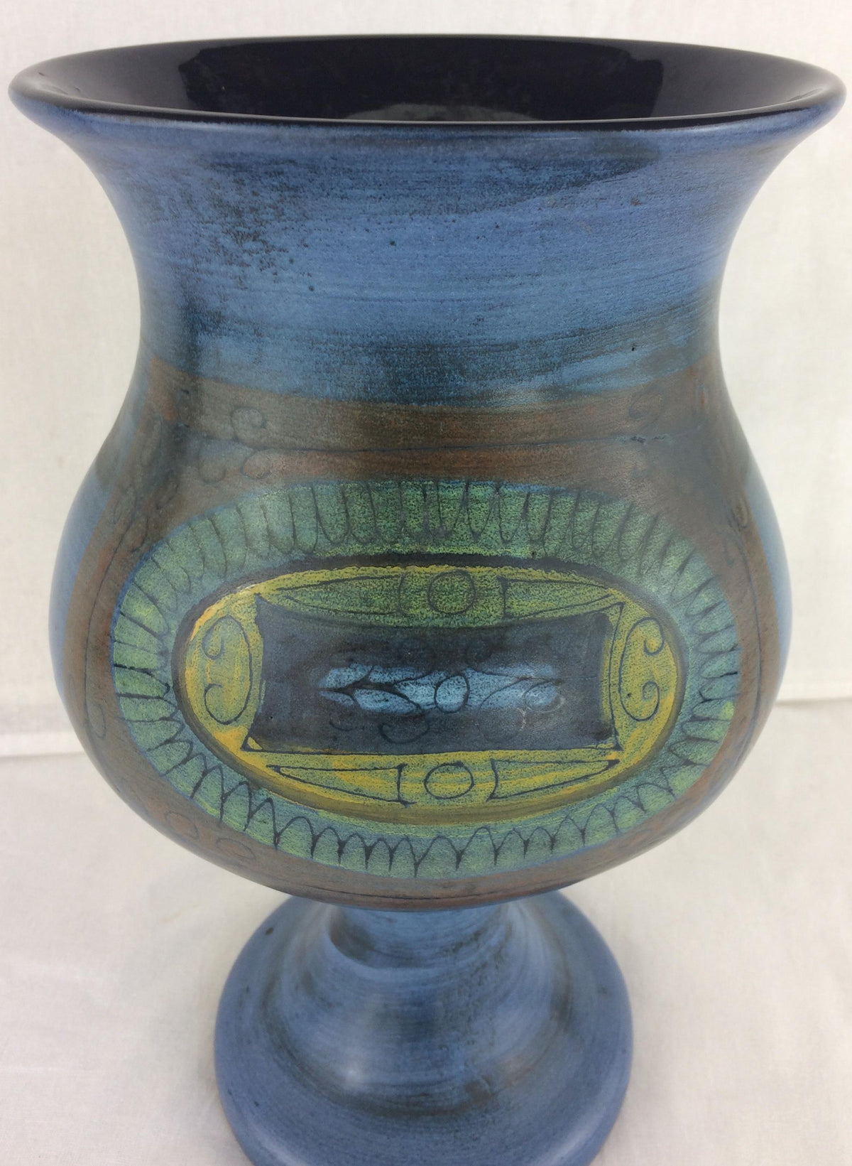 Jean de Lespinasse French Mid-Century Ceramic Vase, Blue Ceramic Vase — detail 10