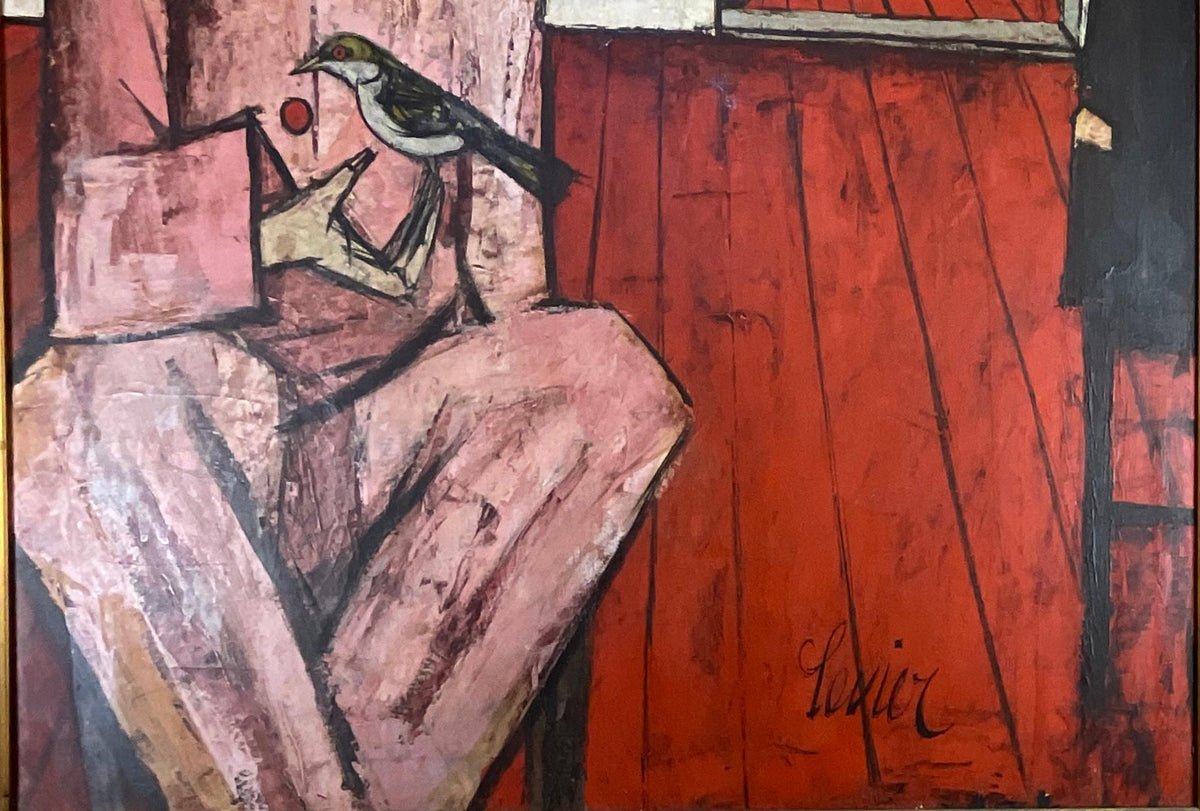 Charles Levier Painting "Clown Avec Un Oiseau" — detail 4