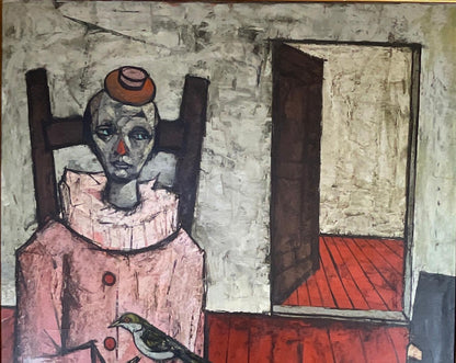 Charles Levier Painting "Clown Avec Un Oiseau" — detail 5