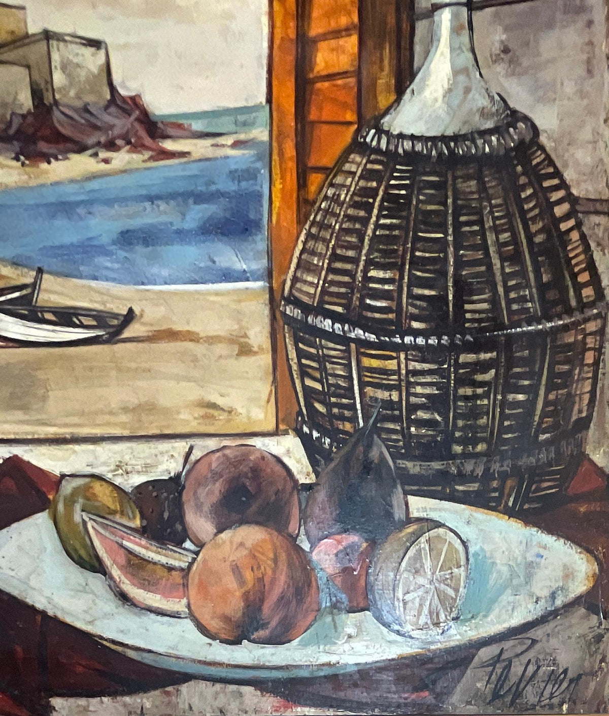 Charles Levier Seascape and Still Life Oil on Canvas Painting — detail 4